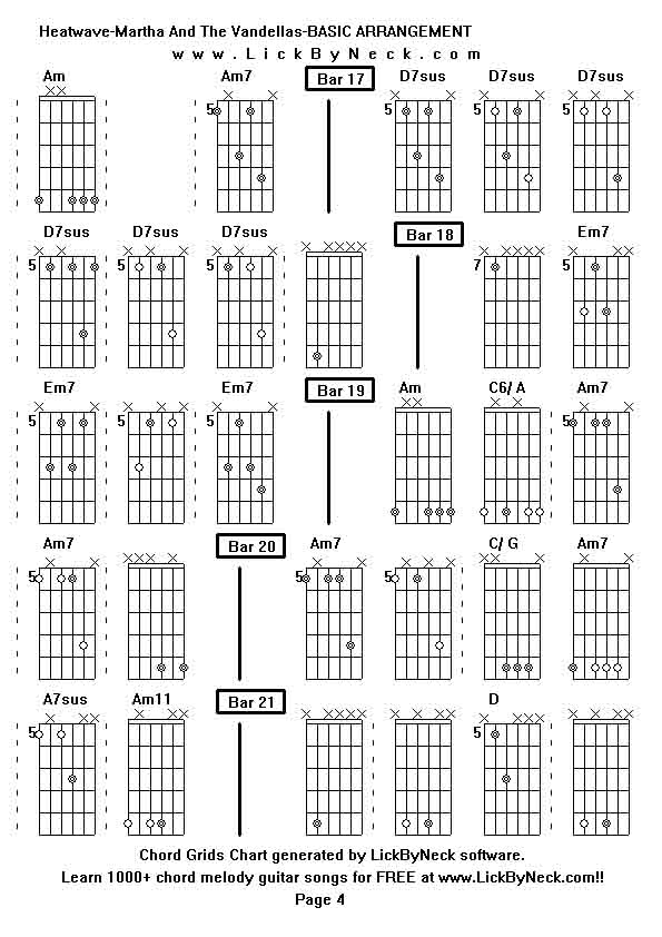 Chord Grids Chart of chord melody fingerstyle guitar song-Heatwave-Martha And The Vandellas-BASIC ARRANGEMENT,generated by LickByNeck software.